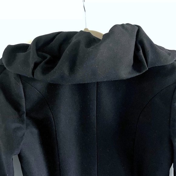 LeFull Black Wool / Cashmere Coat with Ruffle Collar Size 6 - Picture 9 of 12